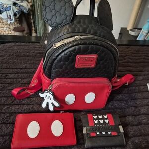Disney Loungefly Mickey Mouse Bag With 2 Wallets